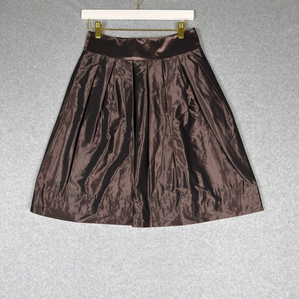 NWT Banana Republic Brown Pleated Taffeta A-Line Skirt Size 2 Academia Cocktail